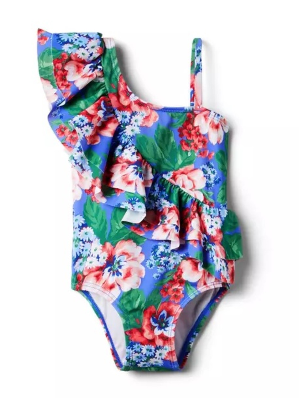 Janie and Jack Girl Floral Ruffle Shoulder Swimsuit Size 10